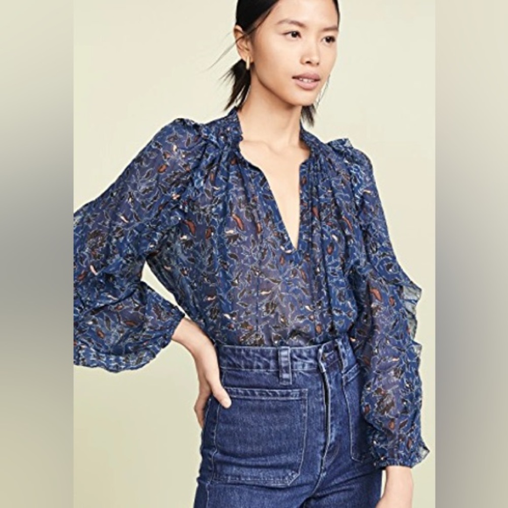 Ulla Johnson Blue Silk Top